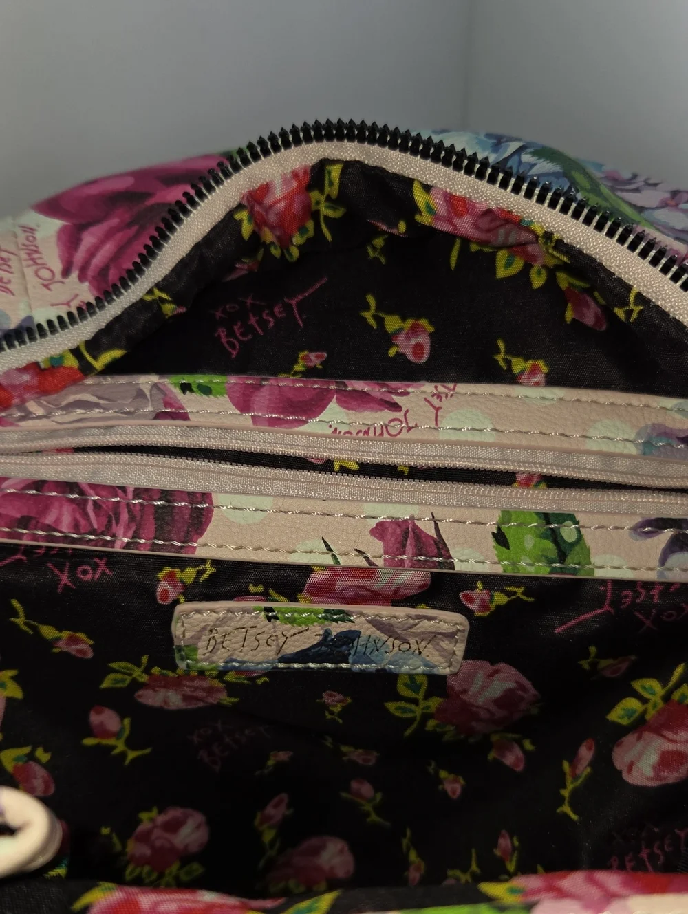 Betsey Johnson Floral Convertible Backpack - Pink Multi